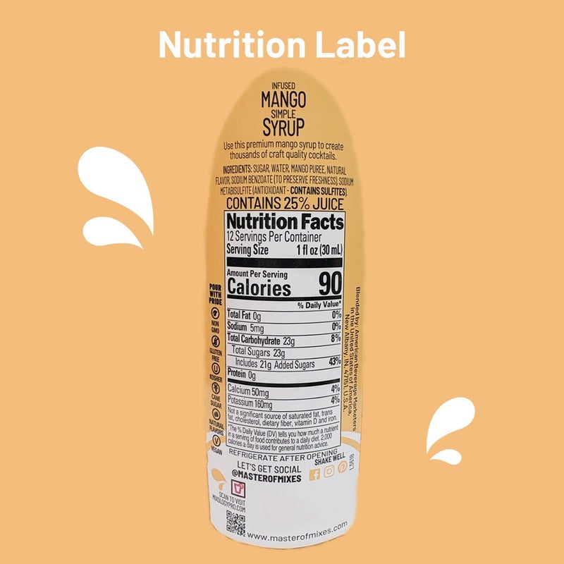 Master of Mixes Cocktail Essentials Infused Mango Syrup, 375 ML Bottle (12.7 Fl Oz) - Image 2